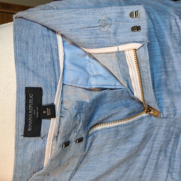 Banana Republic Ryan Fit Classic Denim Linen Light Wash Jean Shorts - Picture 7 of 12